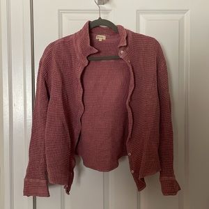 DONNI. Mauve Waffle Shirt